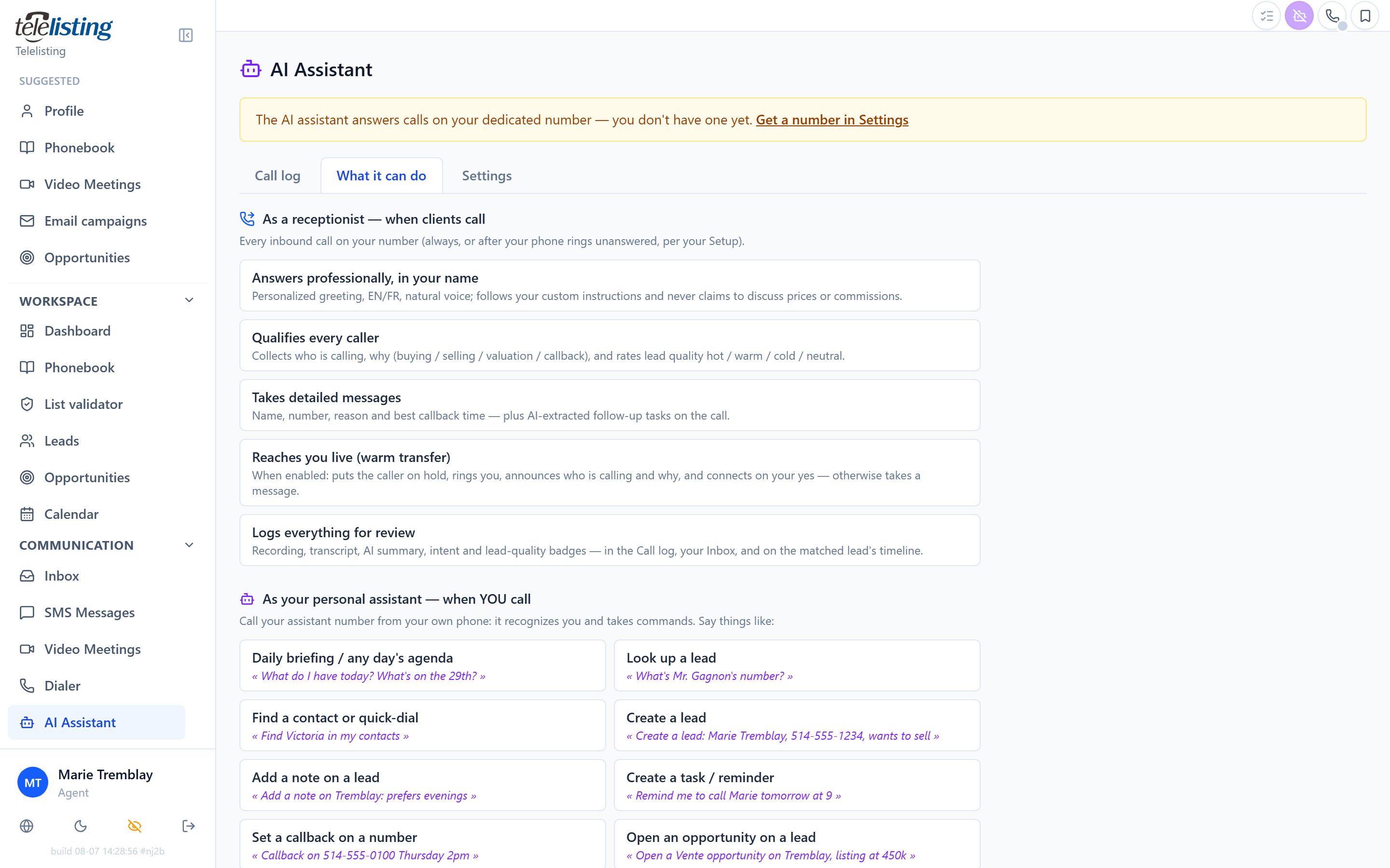 Telelisting AI assistant