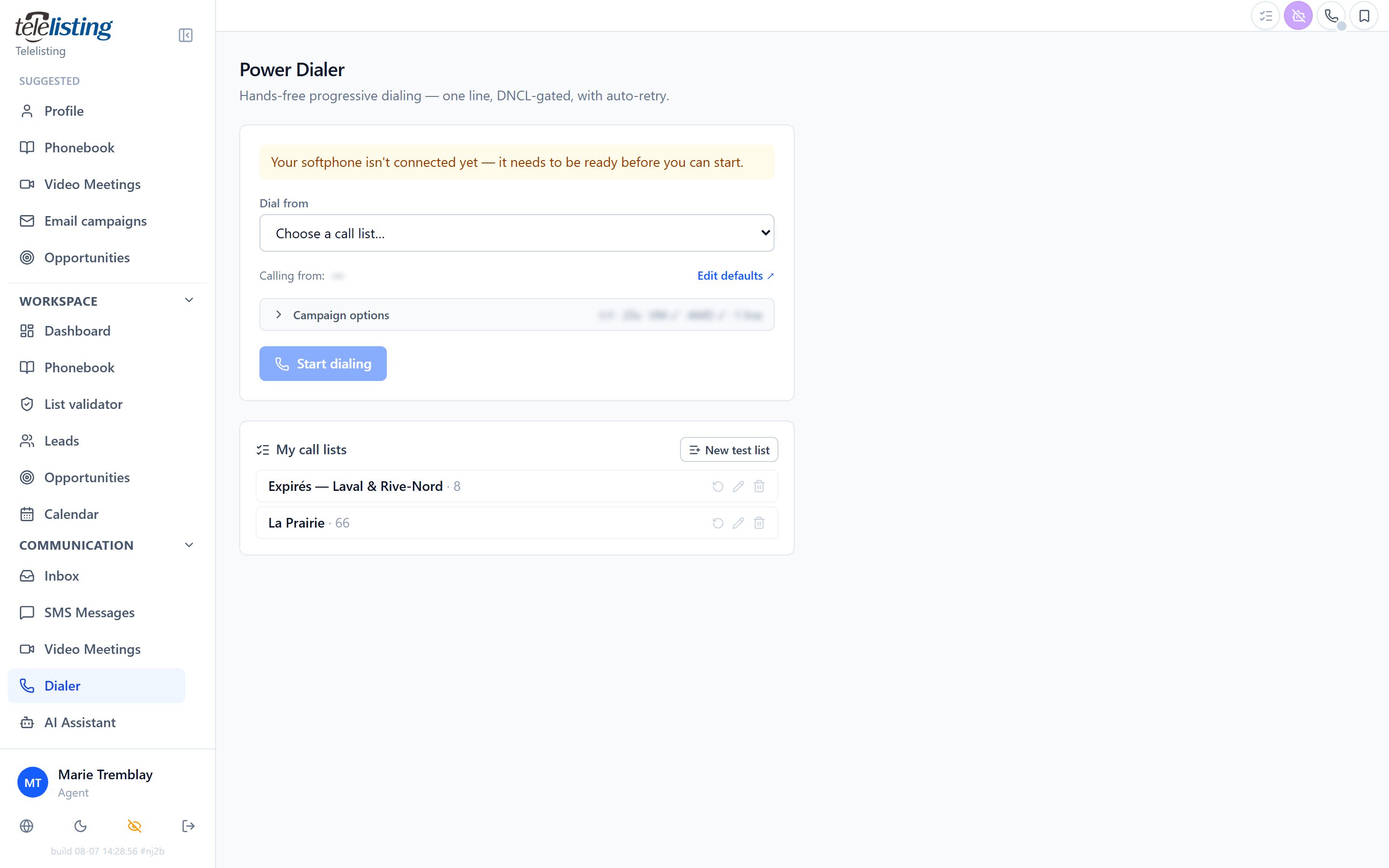 Telelisting power dialer