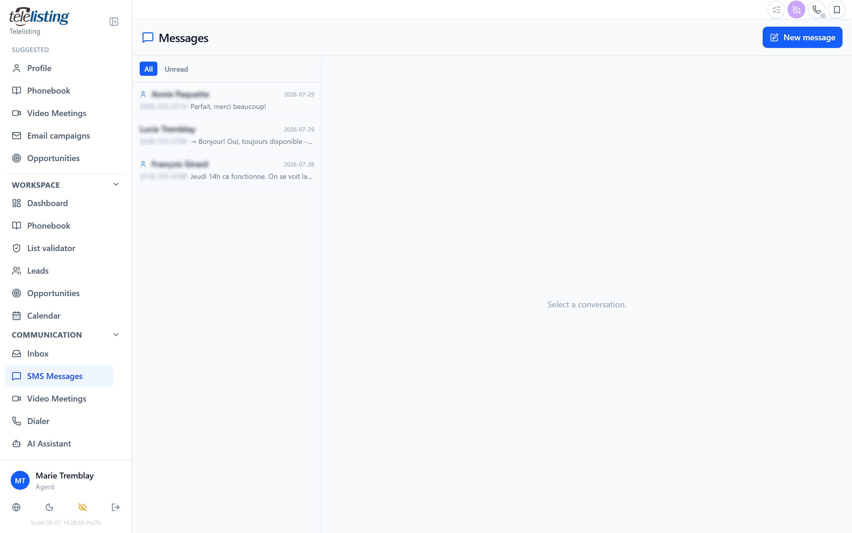 Telelisting SMS messaging