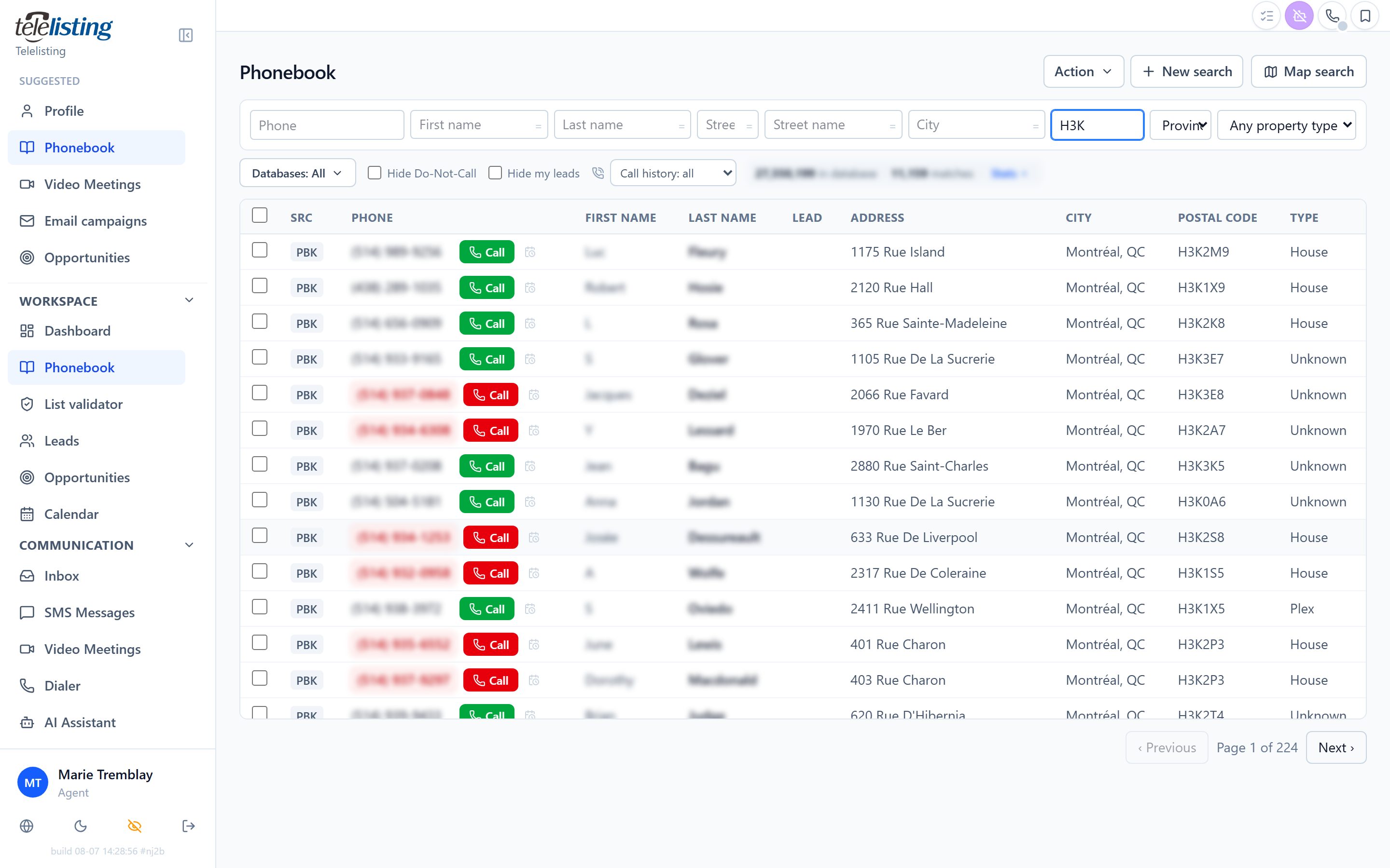 Telelisting phonebook database